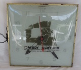 Vintage Timely Clothes Metal & Glass Wall Clock