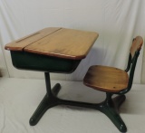 1930's Green Painted Childs/Students Desk