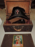 Antique Leather Covered Fraternal Hat Box