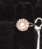 14 K Diamond & Pearl Ring