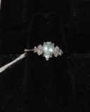 14 K Diamond & Aquamarine Ring