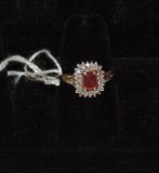 10 K Diamond & Ruby Ring