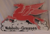 1950's Mobile Oils and Grease Porcelain Sign