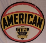 American Porcelain Double Sided Gasoline Sign