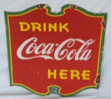 1930's Drink Coca Cola Porcelain 2 Sided Sign