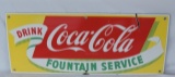 Porcelain Drink Coca Cola Fountain Service Sign
