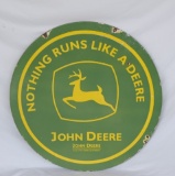 John Deere Double Sided Porcelain 36in Sign