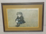 Signed Print Of Boy In Coon Skin Hat