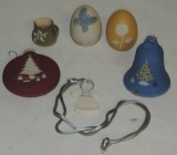 (6) J.Petrie Hand Painted Christmas Ornaments