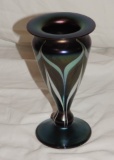 1980 Vandermark Pulled Feather Art Glass Vase
