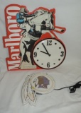 Marlboro Clock and Redskins Neon Sign