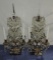 Pair Brass Crystal Candelabras On Marble Base