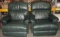 Pair Of Lazy Boy Green Leather Recliners