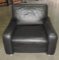 Dark Grey Leather Armchair With Chrome Legs