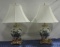 Pair Of Ceramic And Brass Decorative Table Lamps With Shades