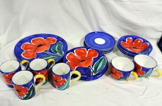 20 Piece Colorful Italian China Set