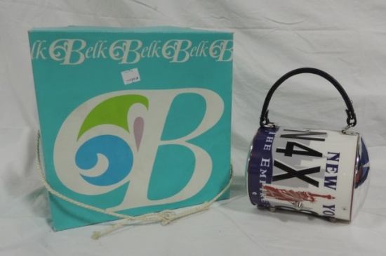 Vintage Belk Hat In Box And Metal Purse