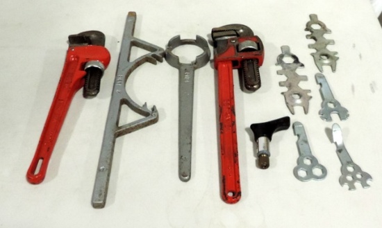 Tray Lot Pipe Wrenches