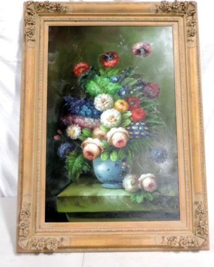 Paul Moreau Oil On Canvas Vase Of Flowers