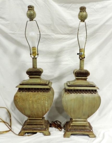 Pair Of Vintage Composition Table Lamps