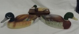 (2) Bisque China Andrea Duck Decoys And Wood Box