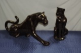 (2) Haeger Gold Ceramic Panthers