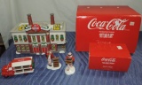 (3) Vintage Department 56 Coca Cola Snow Village And Figures