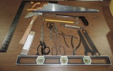 Tray Lot Handsaw, Level Square And Other Tools