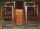 1970's Drop Leaf Table With 4 Folding Chairs