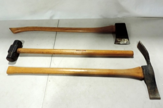 Axe, Sledge Hammer And Awl Lot