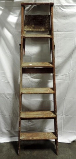 Vintage 6 Ft Wood Ladder