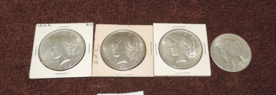 (4) Peace Silver Dollars