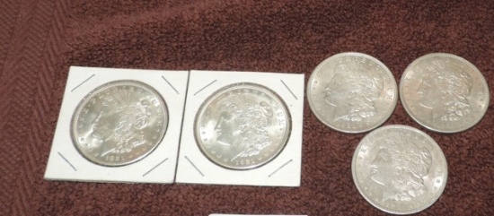 (5) 1921 Morgan Silver Dollars