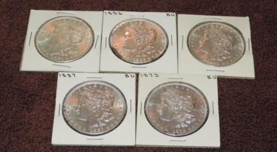 (5) Bu Morgan Silver Dollars