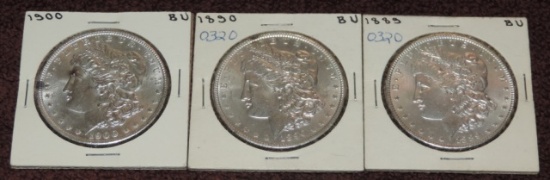 (3) Bu Morgan Silver Dollars