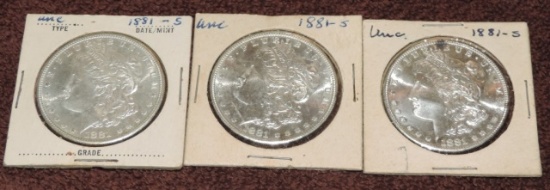 (3) Uncirculated Morgan Silver Dollars