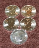 (5) 1986 1 1/2 Oz Canadian 8 Dollar Silver Coins