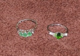 (2) Green Stone Sterling Rings