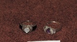 (2) Purple Stone Sterling Rings