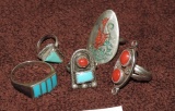 (5) Native American Style Sterling Rings
