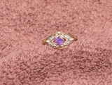10 Karat Amethyst And Diamond Ring