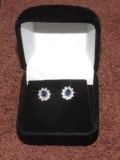 10 Karat Gold Diamond And Sapphire Earrings