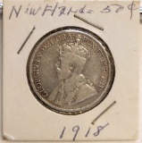 1918-c Newfoundland Silver 50 Cent Piece