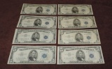 (8) Blue Seal 5 Dollar Notes