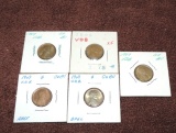 (5) 1909 Vdb 1 Cent Coins