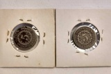 (2) 1866 Shield Nickels With Rays