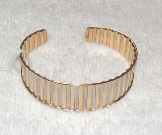 14Kt. Gold Solid Cuff Bracelet Marked Italy