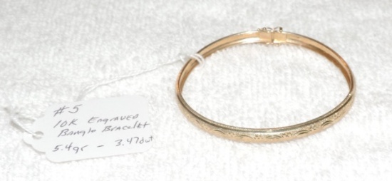 10 Kt. Gold Engraved Bangle Bracelet