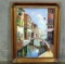 Large Oil On Canvas Venice Canal Scene In Frame