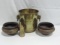Two Pottery & 1 Brass Planter
